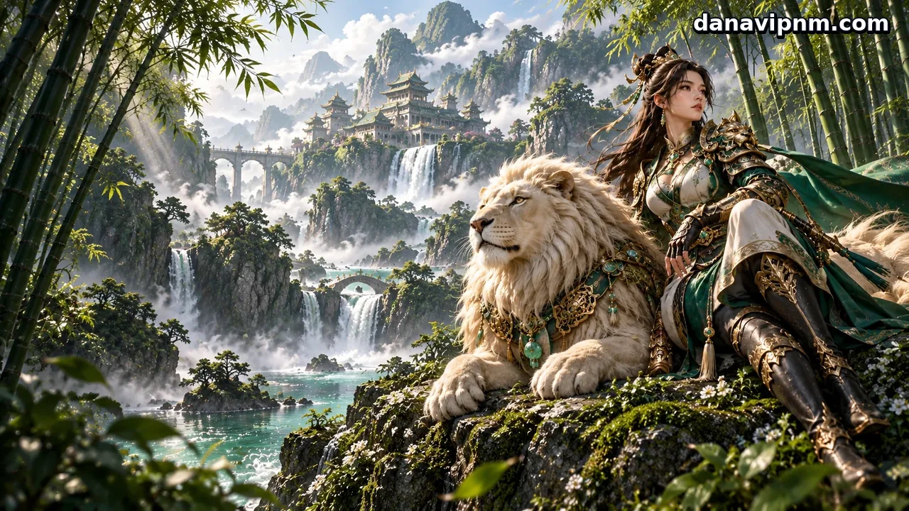 danavip — Penjaga Singa Gading bersama seekor singa putih